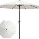 JEAREY 10FT Patio Umbrellas Outdoor Table Umbrella with Push Button Tilt and Crank, Market Umbrella 8 Sturdy Ribs UV Protection Waterproof for Pool, Garden (White)