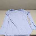 ATHMILE Womens Long Sleeve Tops Casual Fall Fashion Bussiness Batwing T Shirt Round Neck Basic Loose Tunic Ice Blue M