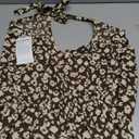 PRETTYGARDEN Women's Summer Floral One Shoulder Maxi Dress Knot Ruffle Boho Beach Vacation Wedding Guest Long Sun Dresses (Medium, Coffee)