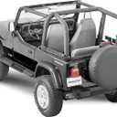 MasterTop Sport Bar Pad Covers, Black Denim - Fits Jeep Wrangler YJ 1992-1995 - UV, Rain and Rip Resisant - Protects Roll Bars from Water, Scratches, and Fading