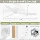 GESUM Flush Mount Ceiling Fan with Lights, 52" Low Profile Ceiling Fans with Remote Control, Dimmable, Quiet DC Motor, Reversible, Outdoor Ceiling Fans for Patios Bedroom Kitchen Porch