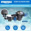 SWIMLINE HYDROTOOLS Above-Ground Pool Motor Pump, 2-Speed, Hydro-Flo 1 HP w/ 5280 GPH, Horizontal