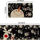 Artoid Mode Snowman Deer Let It Snow Snowflake Christmas Kitchen Mats Set of 2, Winter Decor Low-Profile Kitchen Rugs for Floor - 17x29 and 17x59 Inch (Black)