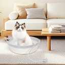 Cotton Rope Woven Cat Bed Basket, Hand Woven with Toy Tail, Small Dogs & Puppies Sleeping Bed, Indoor Cat & Rabbit Basket (Large, Gray & White)