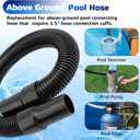 1.5 inch Pool Hose 3 Foot for Above Ground Pool Filter Pump, Pool Filter Pump Hose for Intex Pool Skimmer Pump Part, Heavy Duty Spiral Wound Pool Hoses Swivel, EVA, Black