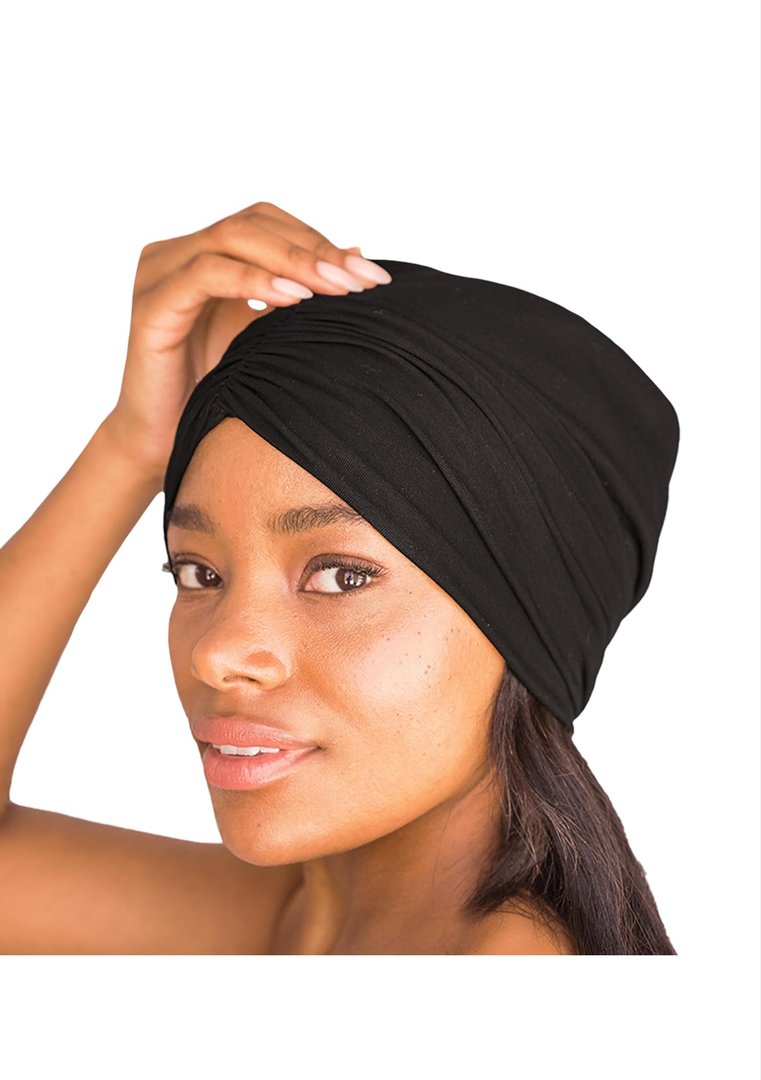 Kitsch Satin Lined Beanie - Softer than Silk Bonnet For Sleeping Women, Breathable Hair Cover for Sleeping, Slouchy Beanie, Bonnets for Women, Hair Wrap, Reduce Breakage for Freez-free Hairs - Black