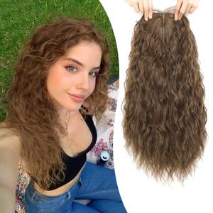 Natural Curly Hair Topper for Women-20inch Lightweight & Breathable Topper Hair Pieces for Thinning Hair, Heat Resistant Fiber Wiglet with Lace Edge to Blending well, Perfect for Daily Use & Styling