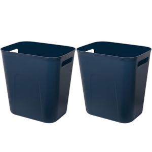 UUJOLY Plastic Small Trash Can Wastebasket, Garbage Container Basket for Bathrooms, Laundry Room, Kitchens, Offices, Kids Rooms, Dorms, 3.5 Gallon, Navy Blue, 2 Pack