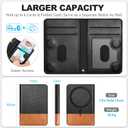 TUCCH for Magsafe Card Holder with Clear ID Window, Fit 6 Cards, RFID Blocking PU Leather Magnetic Phone Wallet for iPhone 17/16/15/14/13/12/Plus/Air/Pro/Pro Max Series, Textured Black & Light Brown