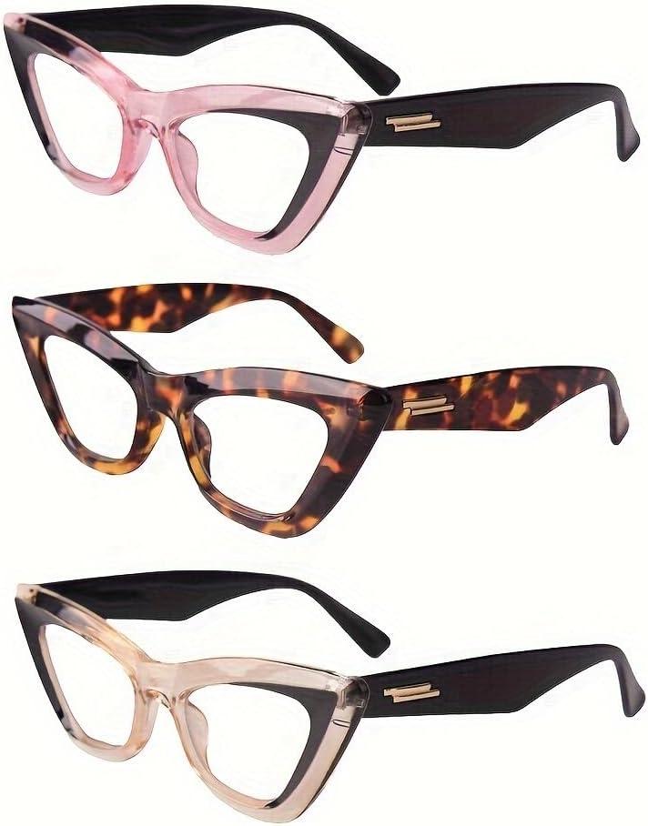 Retro Cat Eye Reading Glasses for Women, Blue Light Blocking with Spring Hinge, Vintage Cateye Readers