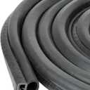 5 x Door Rubber Strip Small Bulb 9/16" Bulb Diameter x 0.039"-9/64" Grip Range x 35/64" U Height (10 Feet)