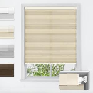 LazBlinds No Tools No Drill Cordless Cellular Shades, Light Filtering Honeycomb Shades for Home, Thermal Insulation Blinds for Windows, 29" W x 48" H, Beige