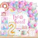 Two Sweet Birthday Party Supplies Decorations, Two Sweet Donut Ice Cream Birthday Party Decorations, Ice Cream Donut Theme Second Birthday Party Decor, Baby Girl 2nd Birthday Decorations, 2nd Birthday Decorations for Girl