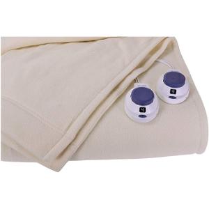 Perfect Fit SoftHeat - Full Micro-Fleece Heated Blanket - Luxuriously Warm & Soft Electric Blanket, Patented Low-Voltage Technology (Natural, Full)