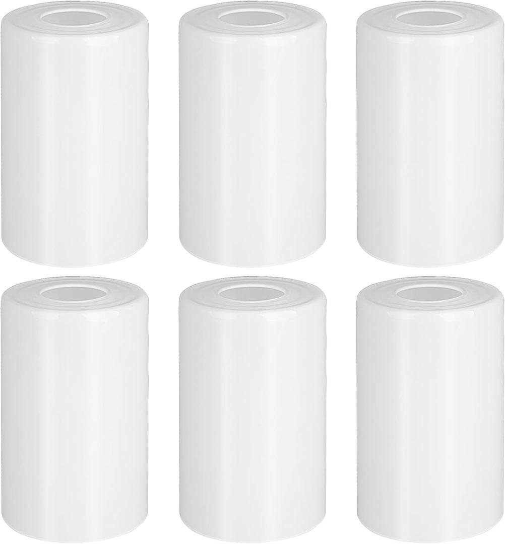 6 Pack White Frosted Glass Shades Replacement, 5.51in Height, 3.94in Diameter, 1.65in Fitter, Cylinder Glass Shade Covers Replacement Globe for Pendant Light Floor lamps light fixtures Wall Sconces