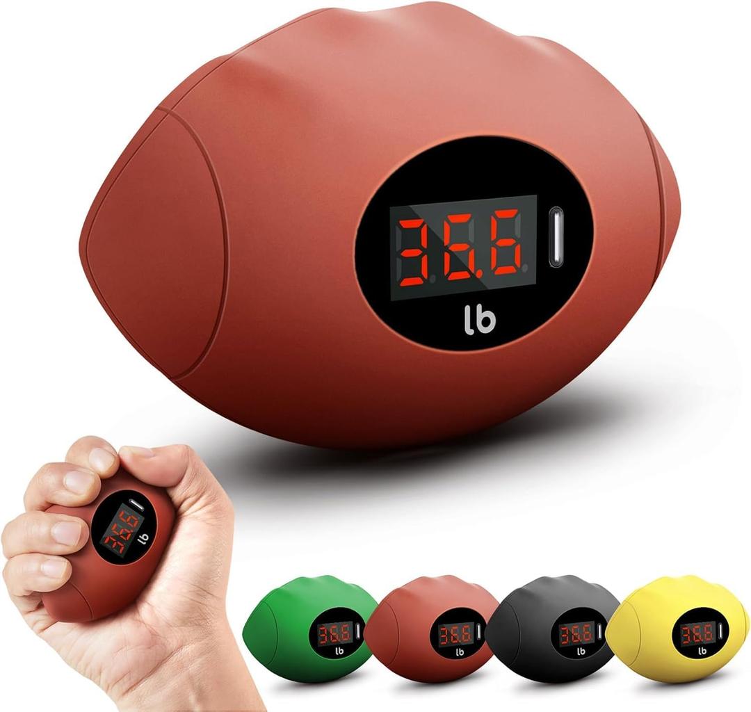 Hand Grip Strengthener, Rechargeable Digital Grip Strength Trainer up 220.4 Lbs (100kg) Hand Grip Exerciser Equipment for Strength Training-Forearm-Gripper-Finger, Stress Balls for Adults/Kids (Brown)