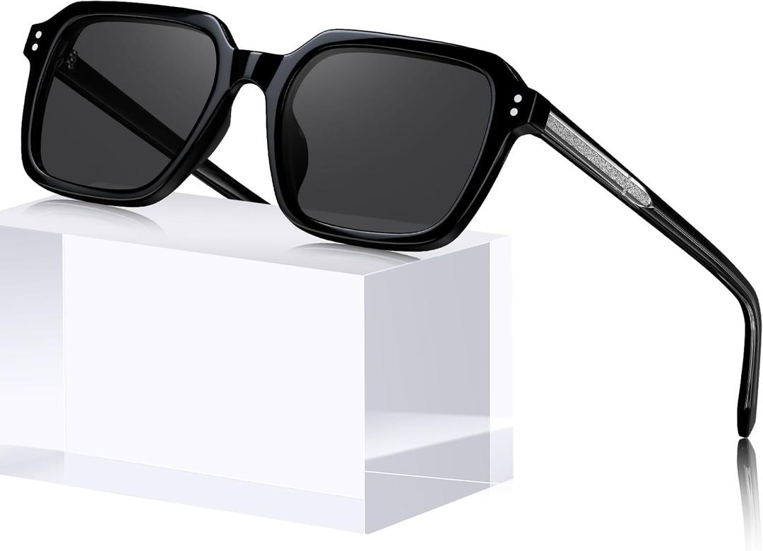 STGATN Retro Square Polarized Sunglasses for Men, UV400 Protection Sun Glasses, Trend Acetate Frame Shades