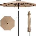 AreShark 10 FT Outdoor Patio Umbrella, Patio Table Umbrella with Push Button Tilt and Crank, Outdoor Patio Umbrellas with 8 Fiberglass Ribs, Patio Umbrellas for Market, Garden, Pool (Beige)