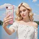 Bonoma Compatible with iPhone Air Case 2025 Support for MagSafe, Plating Heart Glitter Magnetic Case TPU Camera Protection Back Cover for Phone Case -Pink