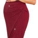 AISWI Womens Maternity Wrap Dress V Neck Ruffle Sleeves Semi Formal Baby Shower Photoshoot Party Cocktail Pregnancy (Red, M)