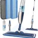 Mops for Floor Cleaning Wet Spray Mop with 14 oz Refillable Bottle and 3 Washable Microfiber Pads Home or Commercial Use Dry Wet Flat Mop for Hardwood Laminate Wood Ceramic (02-navy Blue)