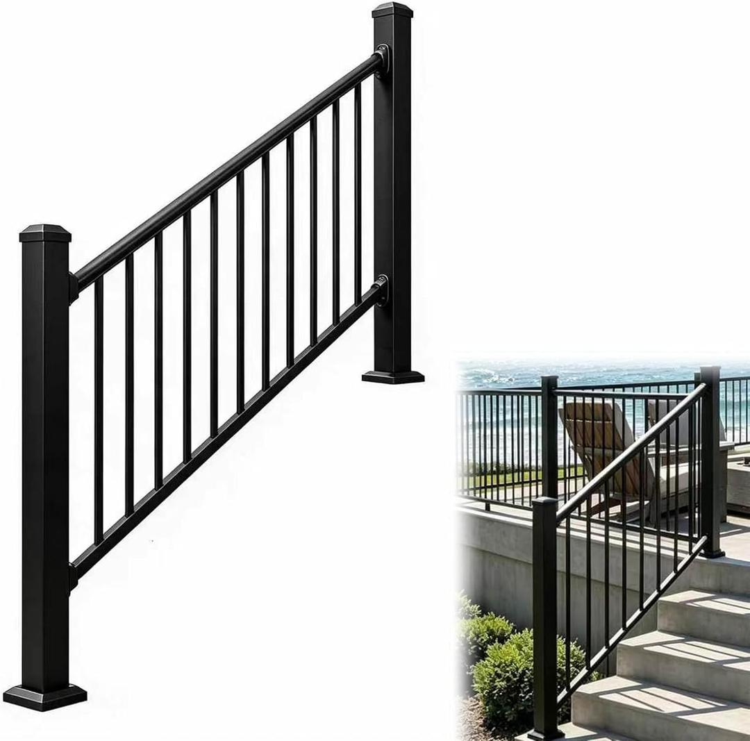 2ft Deck Railing Kit for Deck, Porch, Patio, Balcony
Modular 36 in H. x 2 Ft W Stair Railing Kit with 2 Post Coat Finish Modular Rail System for Concrete Steps or Wooden Stairs