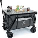 Whitsunday Heavy Duty Collapsible Wagon Cart,440Lbs Folding Outdoor All Terrian Wheel Utility Camping Park Wagon Cart with Table Grey