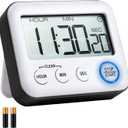 Digital 99h 59m 59s Kitchen Timer & Alarm Clock, Loud 100dB, Strong Magnetic, Large LCD, Silent/Beep Mode, Power-Saving, Light Indicator, Countdown & Stopwatch for Cooking, Classroom (Black)