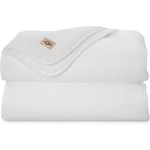 UGG Whitecap Plush Throw Blanket Fleece Lightweight Soft Cozy Throw for Couch Luxury Home Decor for Living Room Machine Washable Hypoallergenic Flannel Blankets, 50-inch x 70-inch, White Snow