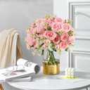 Pusuny Artificial Peonies Silk Flowers, 4 Bundles Faux Peony Bouquet Florals Arrangements for Farmhouse Home Boho Wedding Table Centerpiece, Fake Plastic Flower Bulk for Vase Decoration (Light Pink)