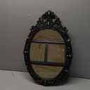 Vintage Black Hanging Wall Mirror Wall Decor 24"x16" Antique Oval Carved Wood Frame Bathroom Mirror Vanity Rustic Wall Mounted Mirrors Decorative Farmhouse Mirrors for Bedroom Living Room