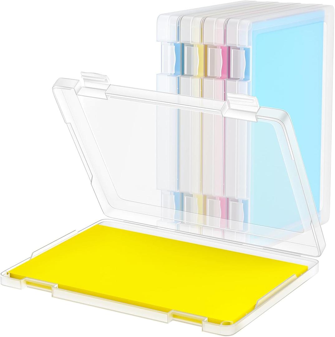 4 Pack A4 File Box Paper Organizers Holder, Transparent Document Paper Project Case, Plastic Paper Storage Container Box File Protector for Magazine, Scrapbook, Office School Supplies