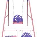 Foldable Toddler Swing Set, Indoor & Outdoor Baby Swing Set for Backyard, Safe and Durable Design, Grow with Your Child (Pink)