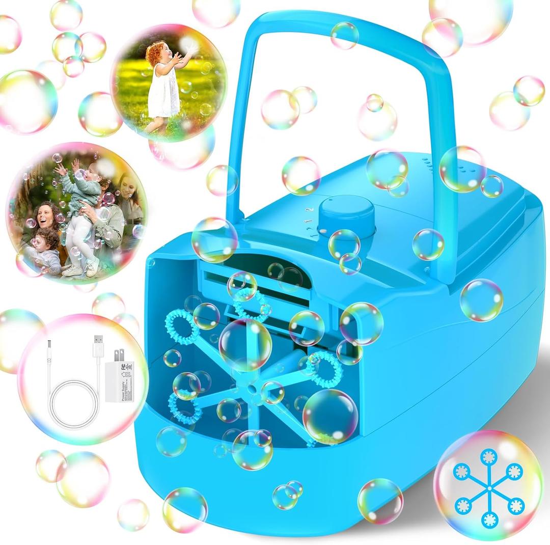 Bubble Machine, Bubbles Blower for Parties with 2 Speeds (Blue)