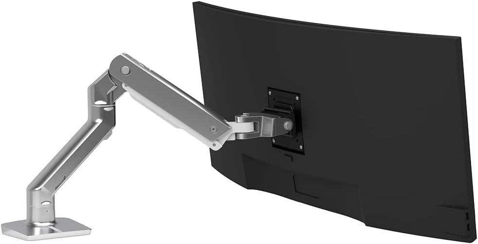 Ergotron  HX Premium Heavy Duty Monitor Arm, Single Monitor VESA Desk Mount  for Flat or Slight Curved Ultrawide Monitors Up to 49 inches, 20 to 42 lbs  Standard Pivot, Polished Aluminum