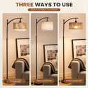 Boho Rattan Lamp Shade, 11.8" Top x 11.8" Bottom x 6.3" High, Natural Rattan & Linen Double Layer Lamp Shades for Floor Lamps Table Lamps Chandelier, UNO Fitter Lampshade Replacement, Easy Assembly