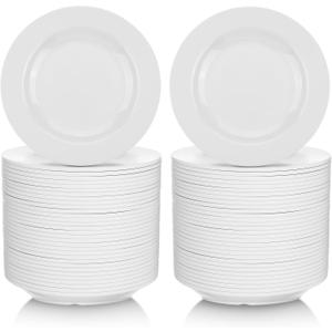 Vesici Melamine Appetizer Plates 5.91 Inch Melamine Dessert Plates Small White Round Lightweight Saucers Serving Dish Catering for Appetizer Snacks Dinner Wedding Party(36 Pieces)