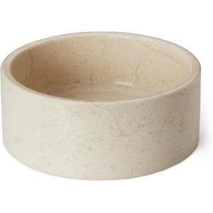Marble Pet Bowl  Luxury Stone Dog or Cat Bowl, Crema Marfil Marble, Heavyweight & Non-Slip, Handcrafted Elevated Food or Water Dish for Small Pets (Ibiza)