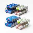 Drink Organizer for Fridge, Soda Can Organizer Dispenser for Refrigerator with Automatic Rolling,Organize Standard Size 11.15oz or 12oz Cans Drink,Save space for FridgeKitchencountertop 4 pack (2 wide+2 narrow, Grey+Clear)