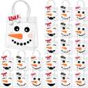 SilTriangle 24 Pcs Christmas Snowman Clear Gift Bags with Handles Snowman Party Favors Bags with Scarf Reusable Plastic Christmas Candy Treat Goodie bag for Xmas Gift Wrapping Party Favor Supplies