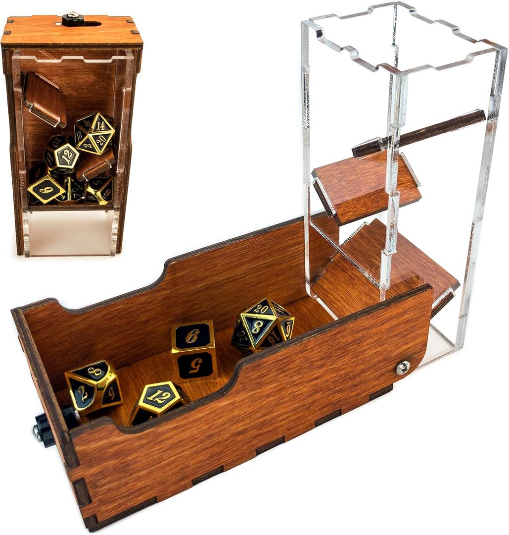 C4Labs Micro Travel Portable Dice Tower AND Dice Vault | Fits Standard Seven Set of Dice (Gunstock)