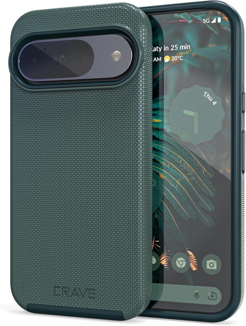 Crave for Google Pixel 9 Case and Pixel 9 Pro Case, Shockproof Protection Dual Layer Cover (6.3 inch) - Forest Green