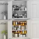 Expandable Kitchen Cabinet Organizer Shelves – Stackable Adjustable Metal and Wood Storage Racks for Countertop, Pantry, Garage Set of 2 Spice Rack – Easy Assembly, Space-Saving(1 Pack/Medium/White)