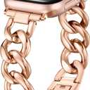 DaQin Gold Band Compatible with Apple Watch Bands for Women 40mm 38mm 41mm 42mm 44mm 45mm 46mm, Metal Chain Link Steel Replacement Accessories Bracelet for iWatch Bands Series 11 10 9 8 7 6 5 4 3 2 1