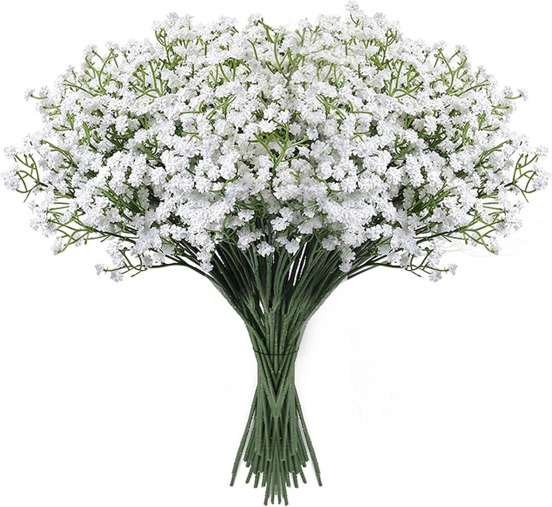 Babys Breath Artificial Flowers,18 Pcs Gypsophila Real Touch Flowers for Wedding Party Home Garden Decoration White (18pcs, White)