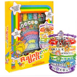 Rainbow Brite Jewelry Designer, Makes Over 20 Rainbow Friendship Bracelets, Includes Enamel Charms, Beads for Jewelry Making, Bead Storage Case & More, Great Bracelet Making Kit & Gifts for Girls, 1.75 x 9 x 12 inches