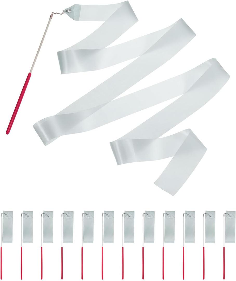 Uxcell Dance Ribbon, Gymnastics Ribbon Twirling Ribbons for Birthday Party Streamers Decoration,Circus Carnival Ribbon with Sticks Wands