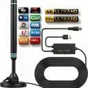 TV Antenna Indoor Antenna for Smart TV for Long Range Reception and All Smart TVs HD Digital Antenna with Amplifier Signal Booster for Local Channels Supports 4K 1080p-black