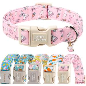 Unique Style paws Dog Collar Plastic Buckle with Pendant Puppy Collar for Easter Carrot Rabbit for Small Medium Large Boys Girls Dogs