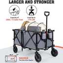 Hikenture Folding Wagon Cart, Portable Large Capacity Beach Wagon, Heavy Duty Utility Collapsible Wagon with All-Terrain Wheels, Outdoor Garden Cart Foldable Wagon for Sports, Shopping, Camping